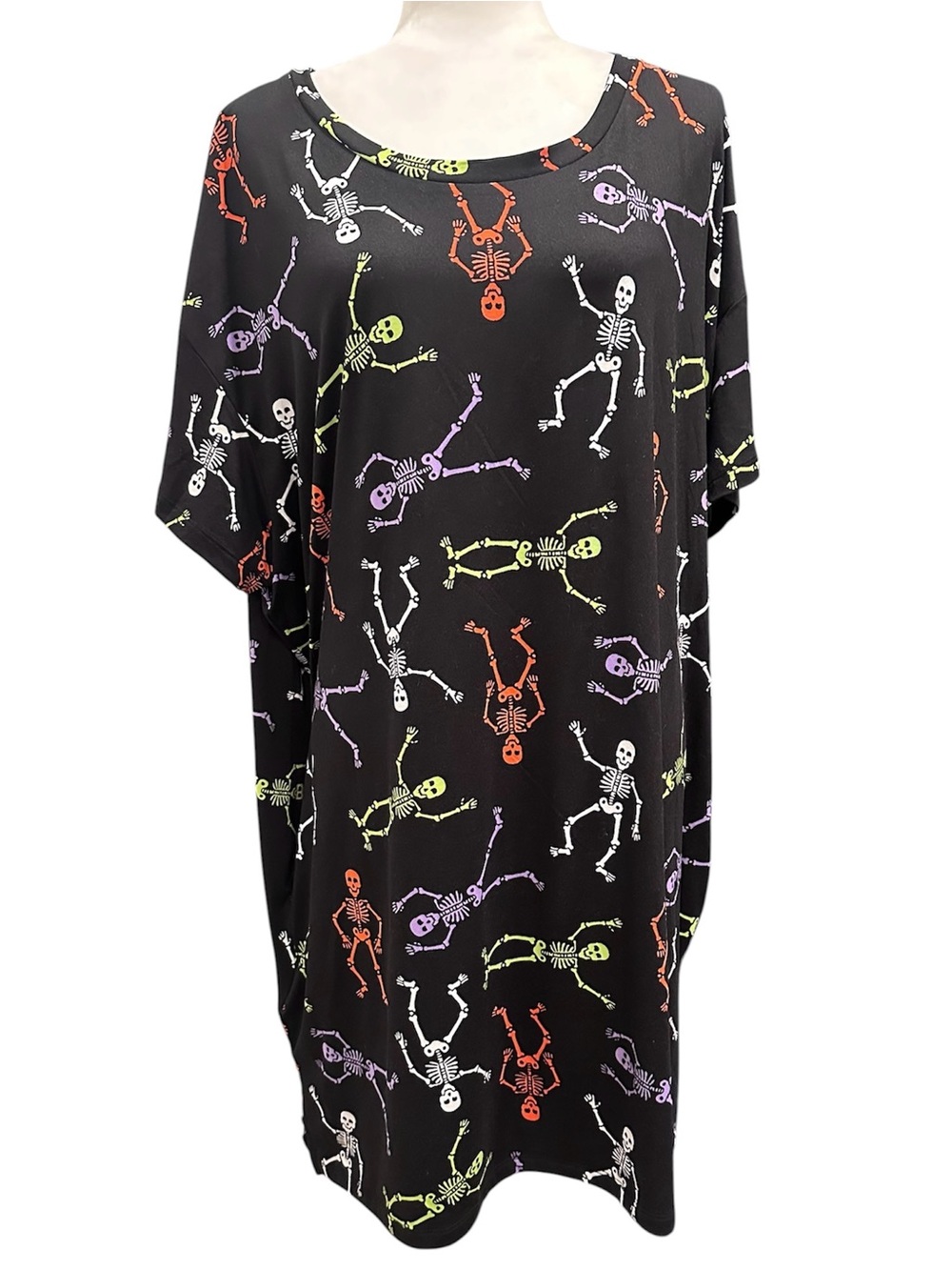 Black Halloween Skeleton Dress with Pockets Size 2X
